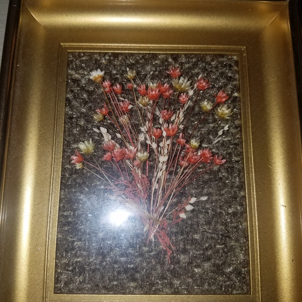 Vintage Dried Flowers Framed Shadow Box Picture - Picture 12 of 16